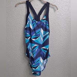 Nike Racerback Swimsuit In Geometric Pattern  Size 4